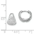 thumbnail image 2 of 925 Sterling Silver Rhodium Polished Textured Hinged Hoop Earrings, 2 of 6