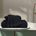 thumbnail image 3 of GLAMBURG Ultra Soft 3 Pack Cotton Towel Set, Contains a Bath Towel 28x55 inch, a Hand Towel 16x24 inch & a Wash Coth 12x12 inch, Ideal Everyday use, Compact & Lightweight - Black, 3 of 6