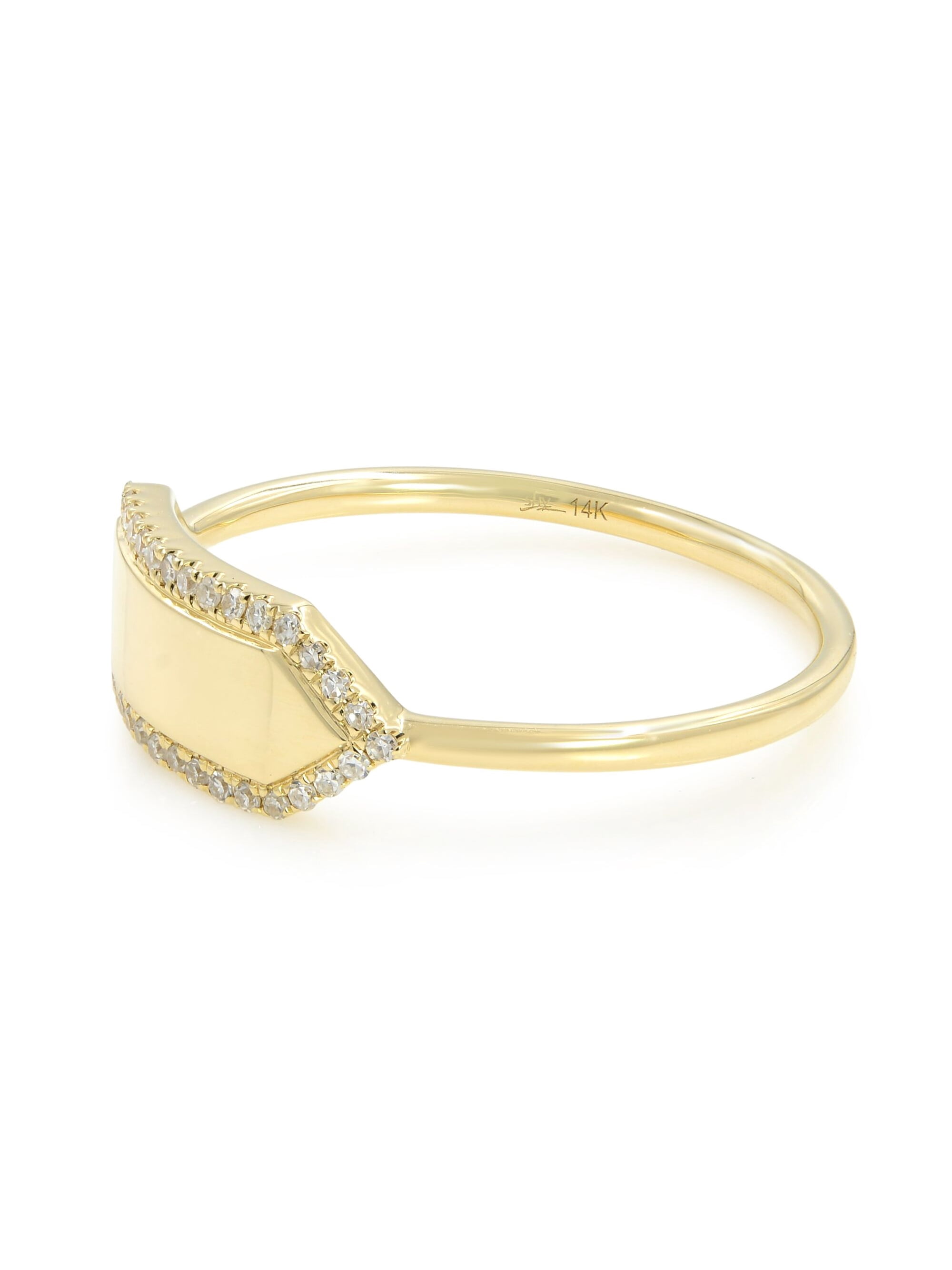14K Yellow Gold Diamond Name Plate Ring 
