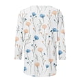 thumbnail image 5 of Craaazy T-Shirts Graphiques pour Femmes Grande Taille Coupe Ample Couleur Unie Col Rond Style Décontracté Manches 3/4 T-shirt à Imprimé Floral pour Usage Quotidien, Vacances, Sorties, 5 of 5