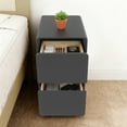 thumbnail image 2 of Modern Narrow Nightstand, Bedside Table with 2 Drawers, Slim Bedroom Storage Cabinet for Small Spaces Solid Wood (Dark Grey), 2 of 22