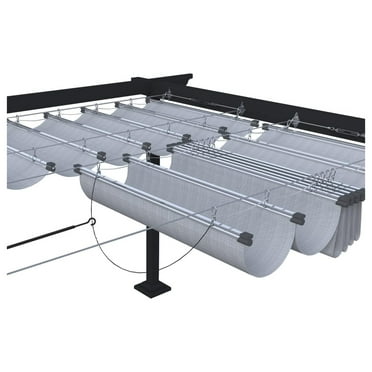 7'x12' Retractable Sun Shade Canopy Pergola Cover Shade Sail Awning for Patio Porch Garden Yard Deck Outdoor (Light Grey)