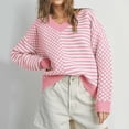 thumbnail image 4 of Suéter de cuello en V para mujer, suéter de punto de invierno con cuello en V, blusa de manga larga a rayas con bloques de color y cuadros para mujer, 4 of 8