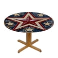 thumbnail image 3 of nygtbtfer Round Fitted Tablecloth with Elastic Edge Patriotic Stars American Wreath Patio Table Cover Cloth Rustic Wood Grain Round Tablecloth for Party Fits Tables 46-50, 3 of 8