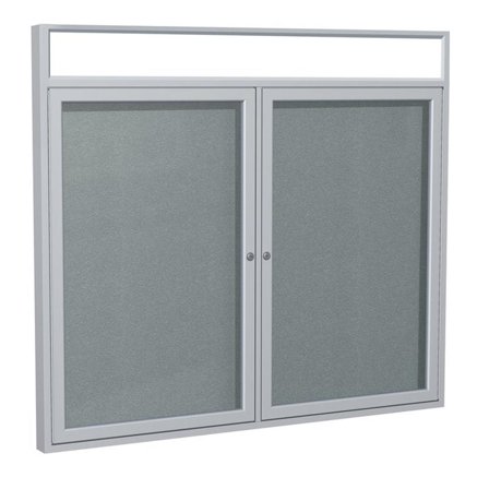 Ghent's Vinyl 36" x 48" 2 Door Enclosed Headliner Bulletin Board in Stone