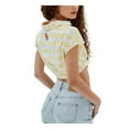 thumbnail image 2 of GUESS Womens White Striped Dolman Sleeve Collared Crop Top M, 2 of 4
