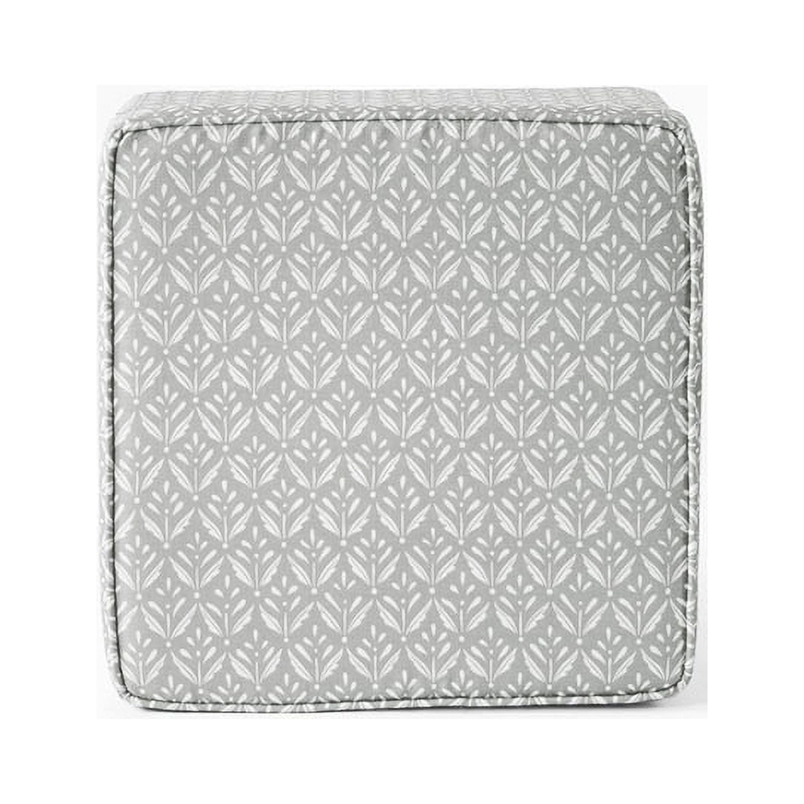 HomePop Square Storage Ottoman, Light Gray Print