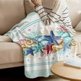 thumbnail image 2 of Coastal Beach Throw Blankets, Nautical Ocean Seashell Coral Starfish Soft Fleece Blanket Decorative for Home Sofa Couch Chair Living Bedroom,60x80 Inches, Aqua Blue Summer, 2 of 6
