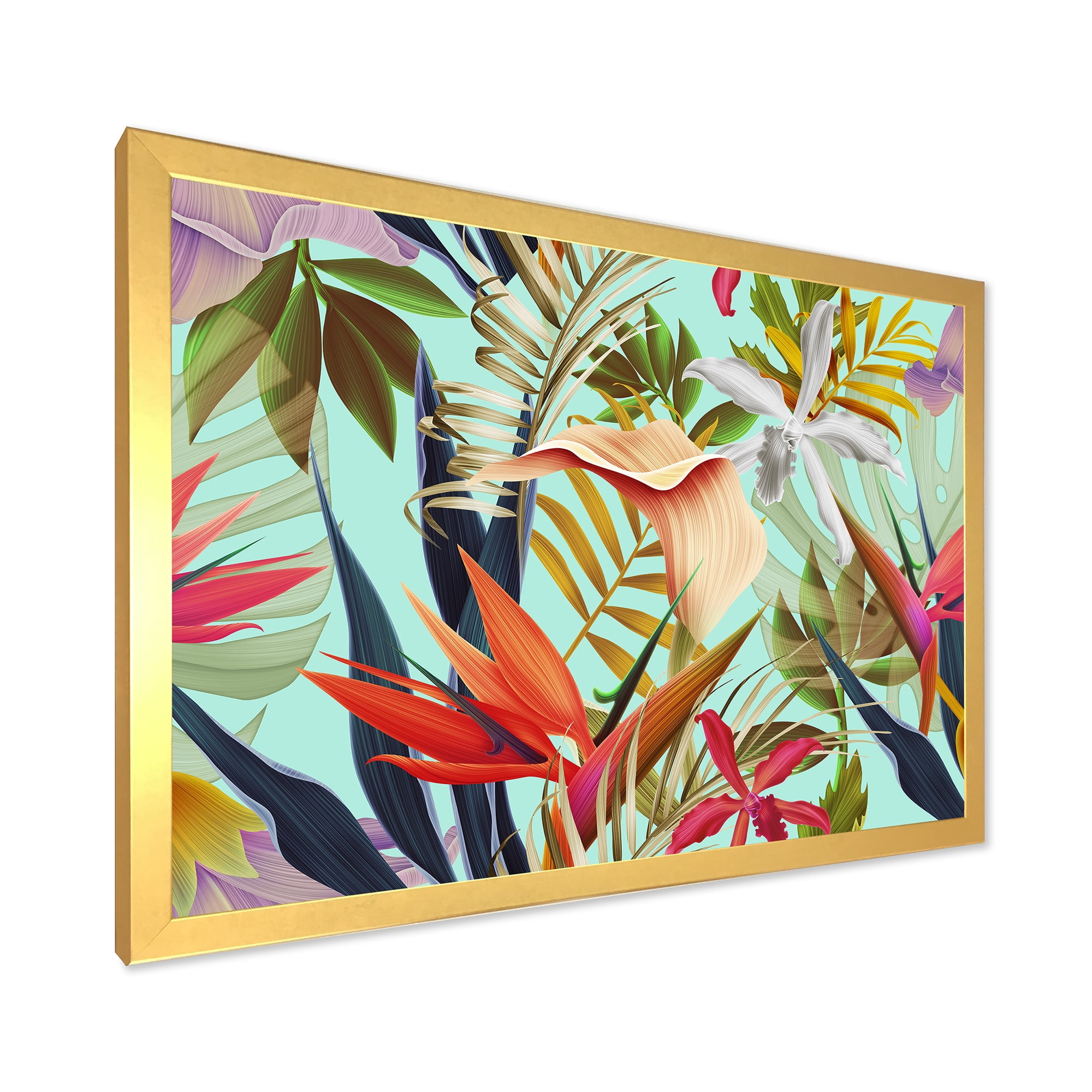 Designart 'VIntage Tropical Flowers II' Tropical Framed Art Print