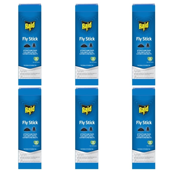 Raid Fly Stick - Paquete de 6 Trampas para Moscas y Mosquitos