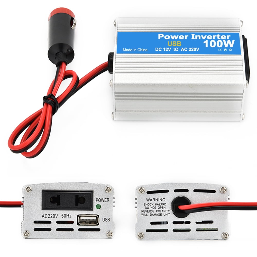 New 100W Car Inverter DC 12V To AC 220V Power Adapter USB 5V For PC Phone Charge 