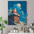 thumbnail image 4 of Santa Claus on Snowy Chimney Canvas Art, Full Moon Christmas Night Painting, Holiday Wall Decor, 4 of 8