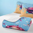 thumbnail image 4 of Manfei Kawaii Baseball Twin Quilt Set, Ice Cream Drip Twin Coverlet Set, Sky Blue Hot Pink Tan, Polka Dots Reversible 2 Pieces, 1 Bedspread and 1 Pillowcase, 4 of 7