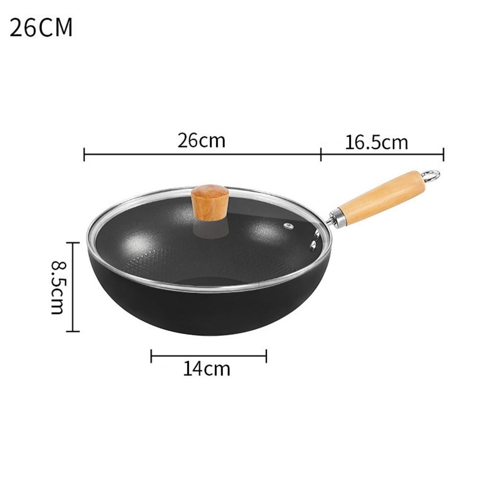 Non-stick Frying Pan for Flat Bottom Wok Iron Pots Kitchen Cookware With Glass Cover