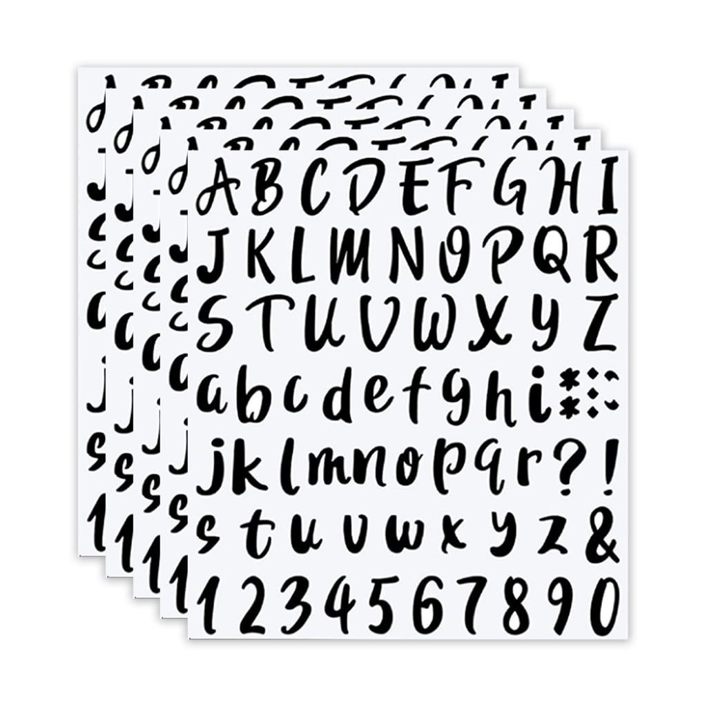 5 Sheets Small SelfAdhesive Vinyl Stickers 360 Pieces Alphabets Number Stickers