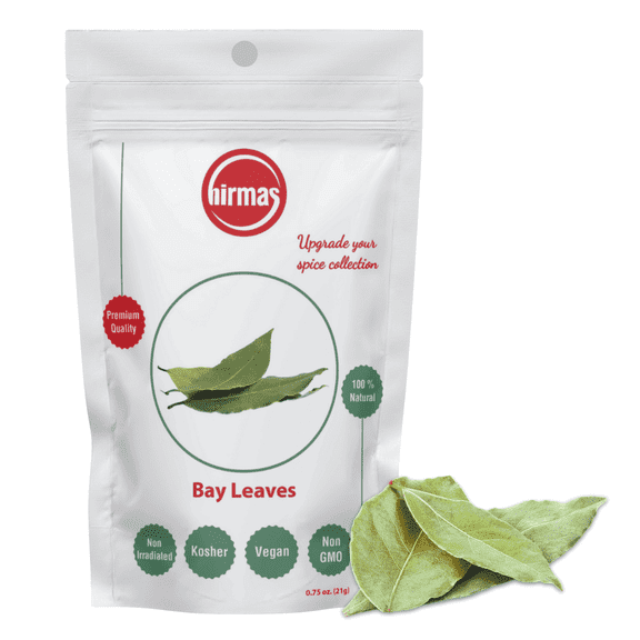 Hirmas Bay Leaves Whole – 0.75 oz - GMO Free, Freshly Packed Dried Bay Laurel Leaves for Cooking, Stews, and Soups.