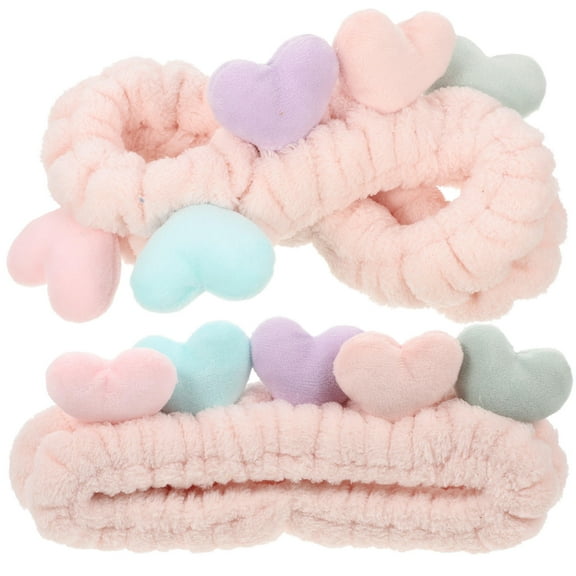 PAMINGONO 2Pcs Pink Heart Headband for Women Girls Mothers Female Friends Spa Beauty
