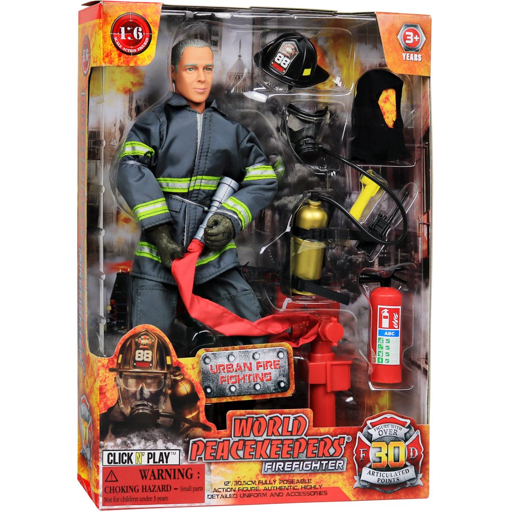 Click N' Play Urban Firefighting 12" Inch Action Figure Play Set With