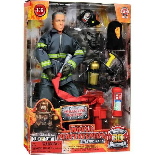 Click N Play Urban Firefighting 12 Inch Action Figure Play Set With Accessories Walmart Com Walmart Com