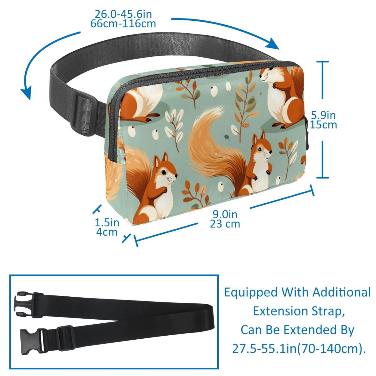 Squirrel Lightweight Running Belt Waist Bag with Extension Strap and Money Belt - Unisex