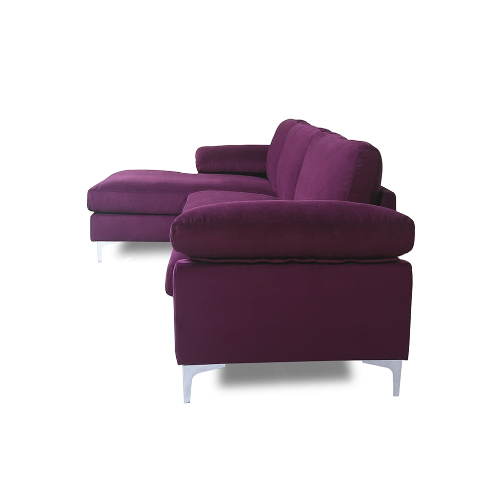 Kepooman Sectional Sofa, Purple Velvet Kepooman Sectional Sofa, Purple Velvet