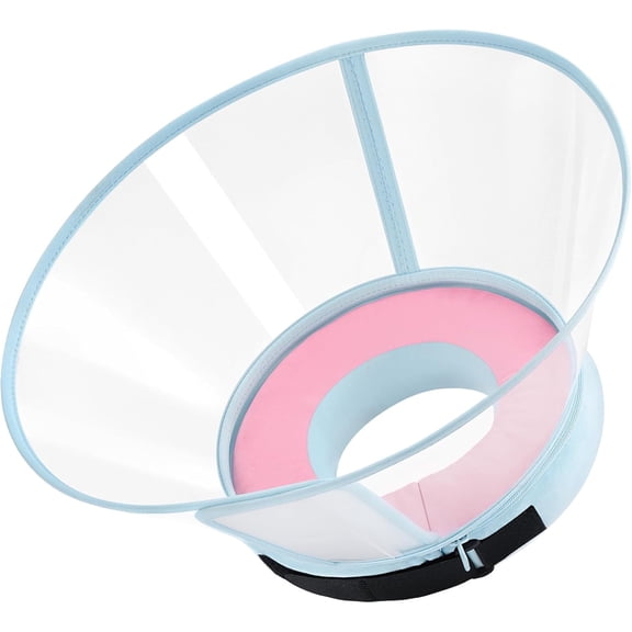 Sponge Core Dog Cone, Inflatable Dog Cone Collar Alternative, Dogs Donut Collar After Surgery, Soft Cone for Large Medium Small Dogs to Stop Licking, No Inflation Required, Clear View(Size 8, Pink)