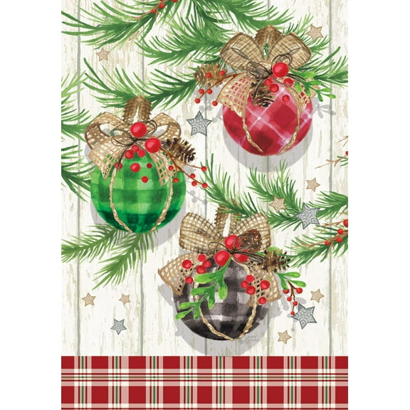 Christmas Plaid Berry Ornaments House Flag