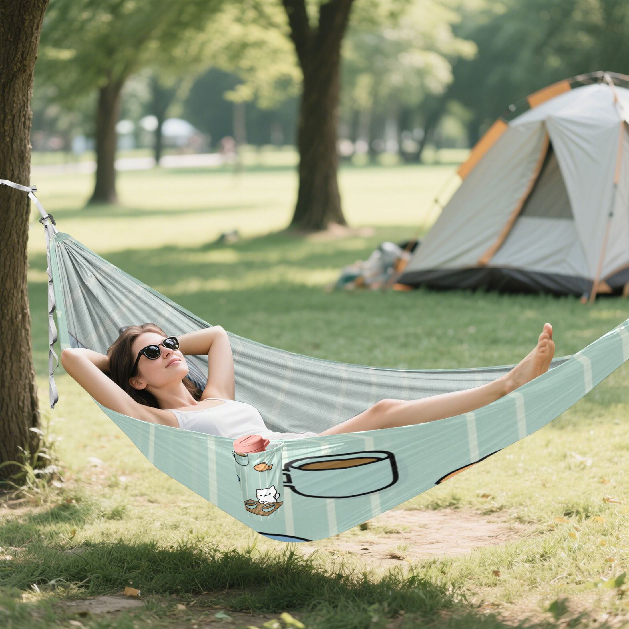 Hammock Camping Hammock Nylon Portable Hammock Travel Camping Hammock White Cats