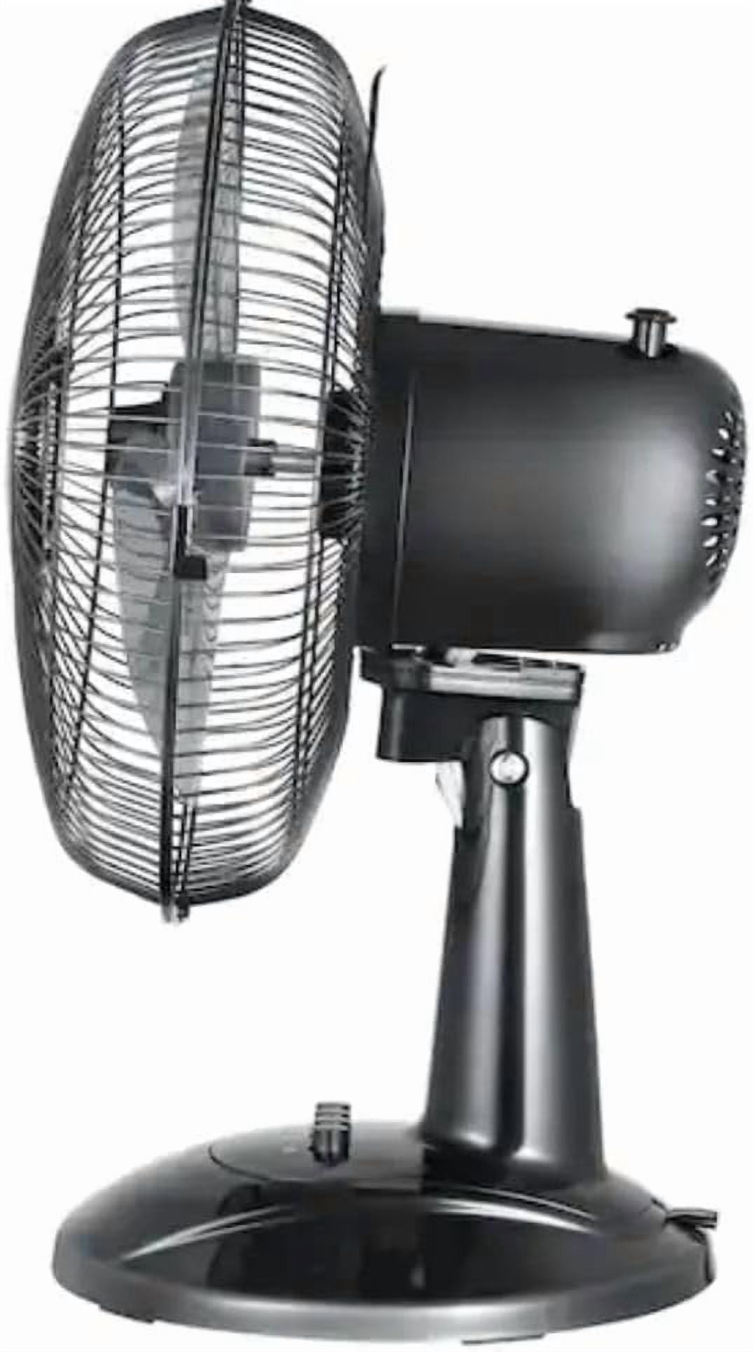 KME DailyTrade 12-Inch 3-Speed Pedestal Floor Fan, Standing Fan for Home, with Oscillating Dual Blades, AC Motor, With Remote Control, Timer, Tilted Head, Black