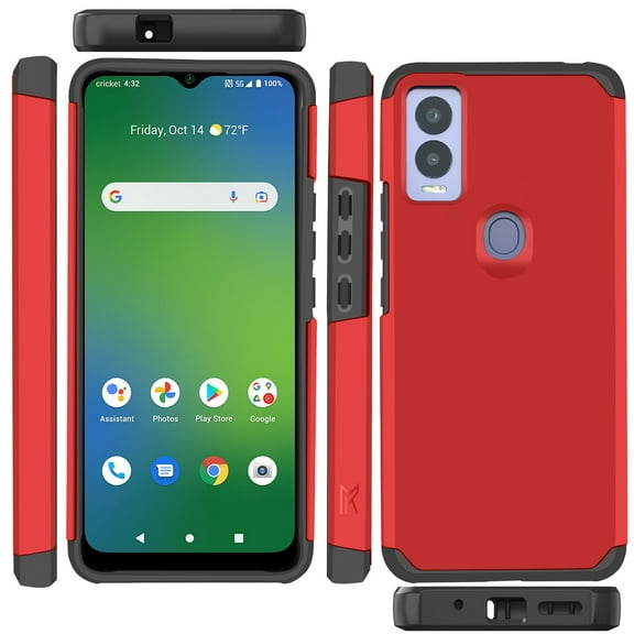 For Cricket Magic 5G Ultra Slim Corner Protection Shock Absorption Hybrid Dual Layer Hard PC   TPU Rubber Armor Cover ,Xpm Phone Case [ Red ]