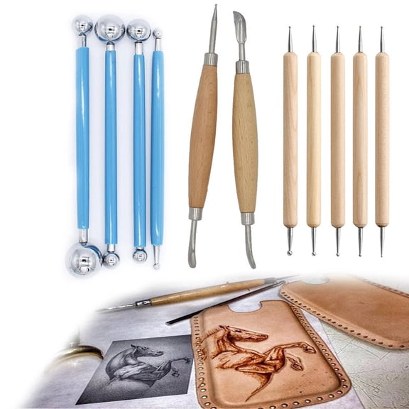 Leather Craft Tool Set Modeling Point Stylus Carving Tool Spoon Balls Embossing Carving Blade Press Leathercraft Diy Design Tool