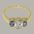 thumbnail image 5 of LBG British Made Classic Solid 10k Yellow Gold Cubic Zirconia & Natural Tanzanite Womens Anniversary Ring - 33 size options - Size 5.25, 5 of 6