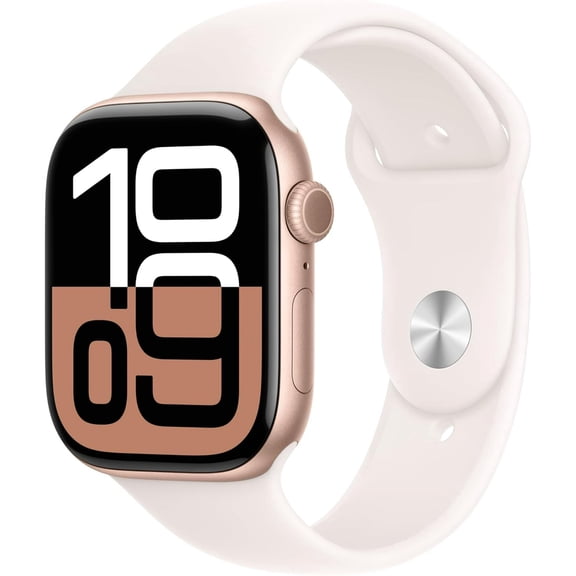 Pre-Owned Apple Watch Series 10 (GPS   Cellular 42mm) Rose Gold Aluminum Case with Starlight Sport Band (Good)