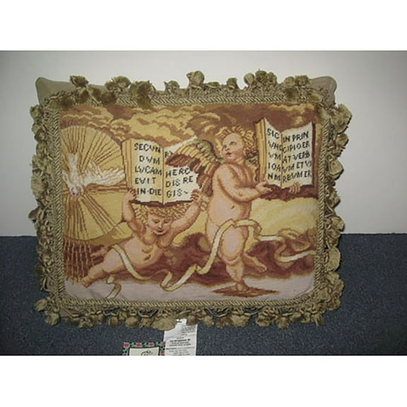 Heavenly Cherub Petit Point Pillow, 16" x 20"