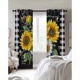 thumbnail image 4 of Spring Yellow Flowers Kitchen Curtains Check Oil Painting Vintage Cafe Short Curtains for Bathroom Blackout Window Curtain Grommet Small Window Treatment Tier Drapes for Bedroom Living Room 52"x45"x2, 4 of 9