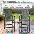 thumbnail image 4 of LOYALICE Tall Plastic Adirondack Chair Set of 2 W/ Outdoor Barstools and Connecting Tray, Gray, 4 of 11