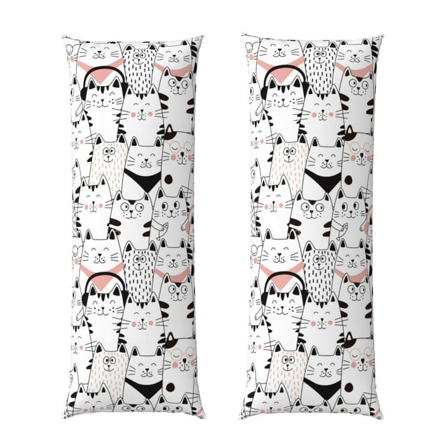Easygdp Cute Cat for Long Body Pillowcase - Super Soft Microfiber Body Pillow Case - Envelope Closure, Cool, Anti-Fading- 20x54 in