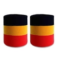 thumbnail image 2 of Couver Striped Sports Wristbands Mens Womens Black Gold Yellow Red, 2 Pairs, 2 of 9