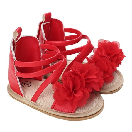 

Hvyesh Baby Girls Sandals - Newborn Girls Summer Flower Sandals - First Dress Shoes for Infant Girls Princess Dress Flats Walking Shoes