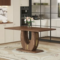 JUFU 63'' Dining Table Rectangular Walnut Tabletop, Easy Assembly, Ideal for Dining Room Kitchen