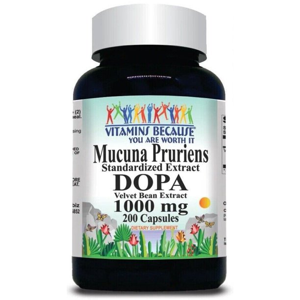 DOPA Mucuna Pruriens 1000mg Standarized 200Caps (Velvet Bean)