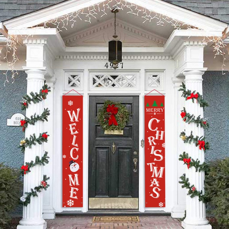 Merry Christmas Banners Front Door Welcome Christmas Porch Banners Red Porch Sign Hanging Xmas Decorations For Home Wall Indoor Outdoor Holiday Party Decor Walmart Com Walmart Com