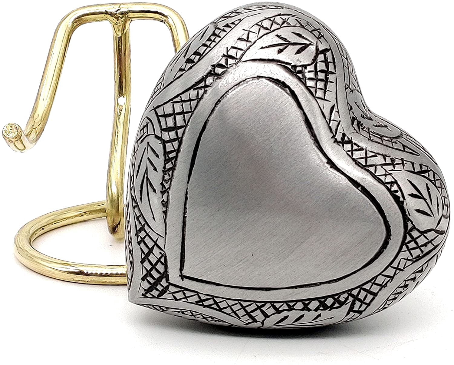 5MOONSUN5's Handcrafted Engraved Heart Urn Keepsake Cremation Urn for Human pet Ashes Engraved Urn Heart Shaped Perfect for Adults & Infants Honor Your Loved One. Comes with Brass Stand & Premium Box