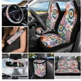 thumbnail image 3 of XYZCANDO Dahlia Print Car Trash Can Coasters Steering Wheel Cover Center Mirror Cover Car Seat Cover Seat Belt Cover Keychain Lipstick Cover Easy to Install for Most Cars SUV Truck Heat, 3 of 5