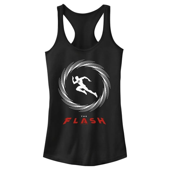 Junior's The Flash Speedster Barry Allen Silhouette  Racerback Tank Top Black Large