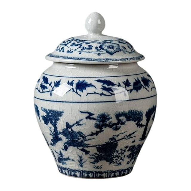 Tarro de porcelana azul y blanca para guardar té, recipiente hermético de cerámica para cocina. Estilo C