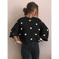 thumbnail image 4 of Women'S Oversized Heart Sweater Long Sleeve Crewneck Drop Shoulder Cute Knit Tops Jumper Black S, 4 of 8