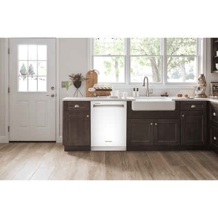 KitchenAid - 24" Top Control Built-In Dishwasher with Stainless Steel Tub, ProWash Cycle, 3rd Rack, 39 dBA - White
