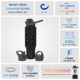 thumbnail image 4 of Coldest Sports Water Bottle - 3 Insulated Lids (Chug Lid, Straw Lid, Loop Lid ) Double Walled, Thermo Mug, Metal Canteen (46 oz, Black Leopard), 4 of 6