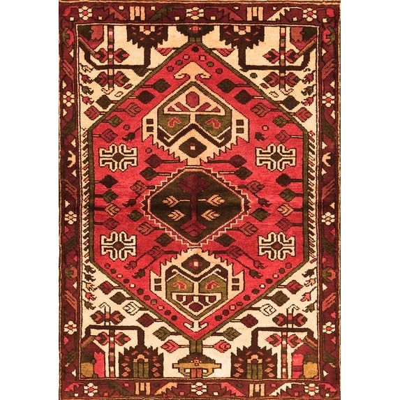 Ahgly Company Indoor Rectangle Persian Orange Traditional Area Rugs, 5' x 7'
